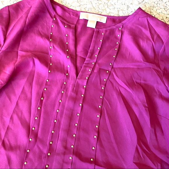 Fuchsia Michael Kors gold studded blouse beautiful Excellent condition. - Picture 3 of 7